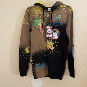 RARE Ed Hardy By Christian Audugier Black Graphic Hoodie zip up Jacket. NWT